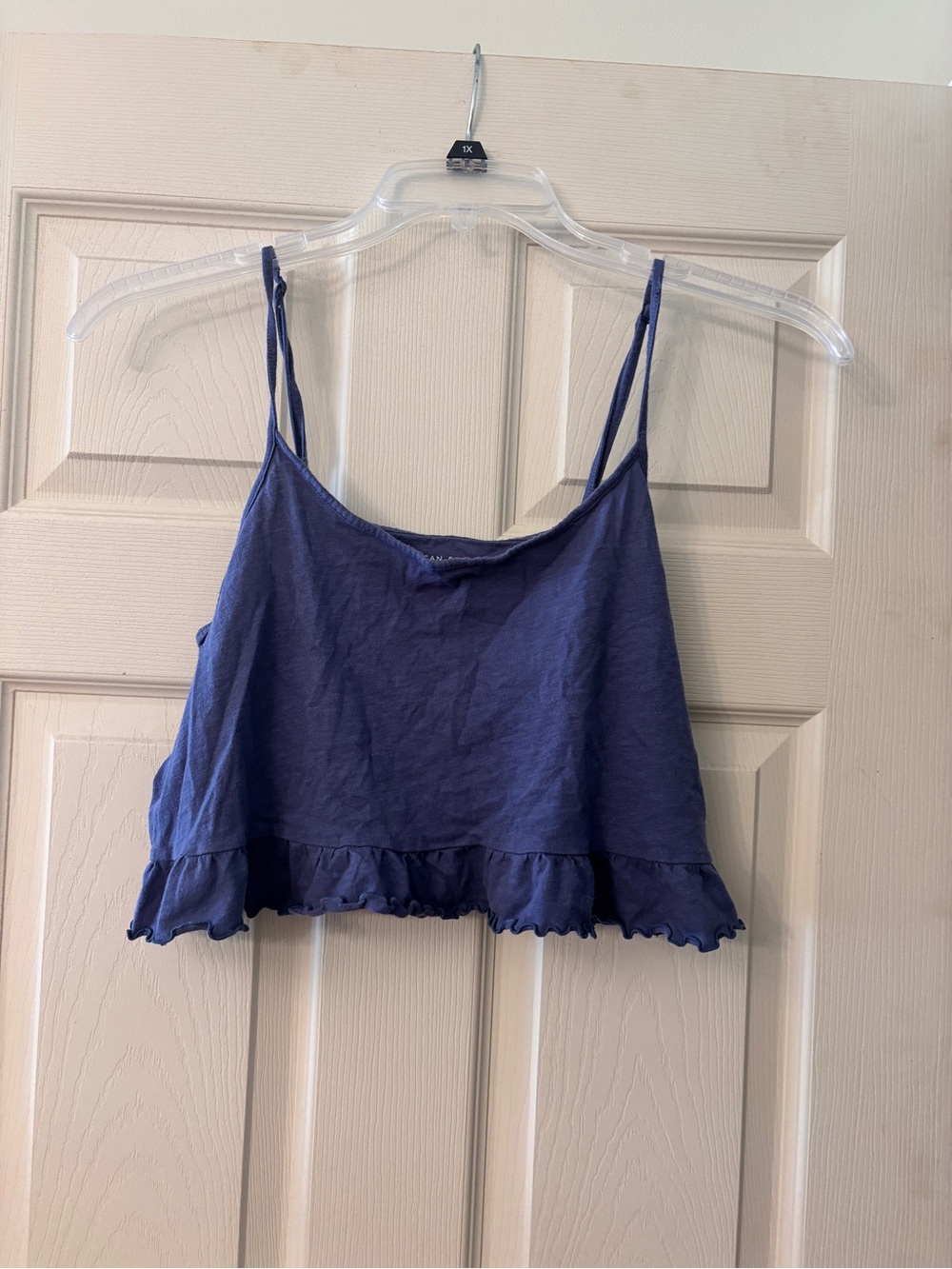 Blue ruffle tank top